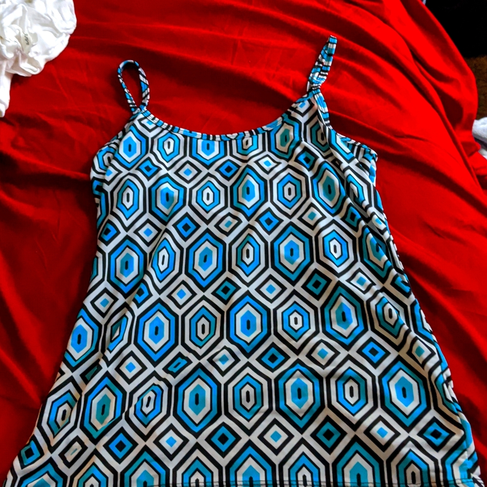 Silk tank top, CDP &co. , Blue and white